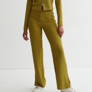 H&M Wide-cut Slit-hem Jersey Pants